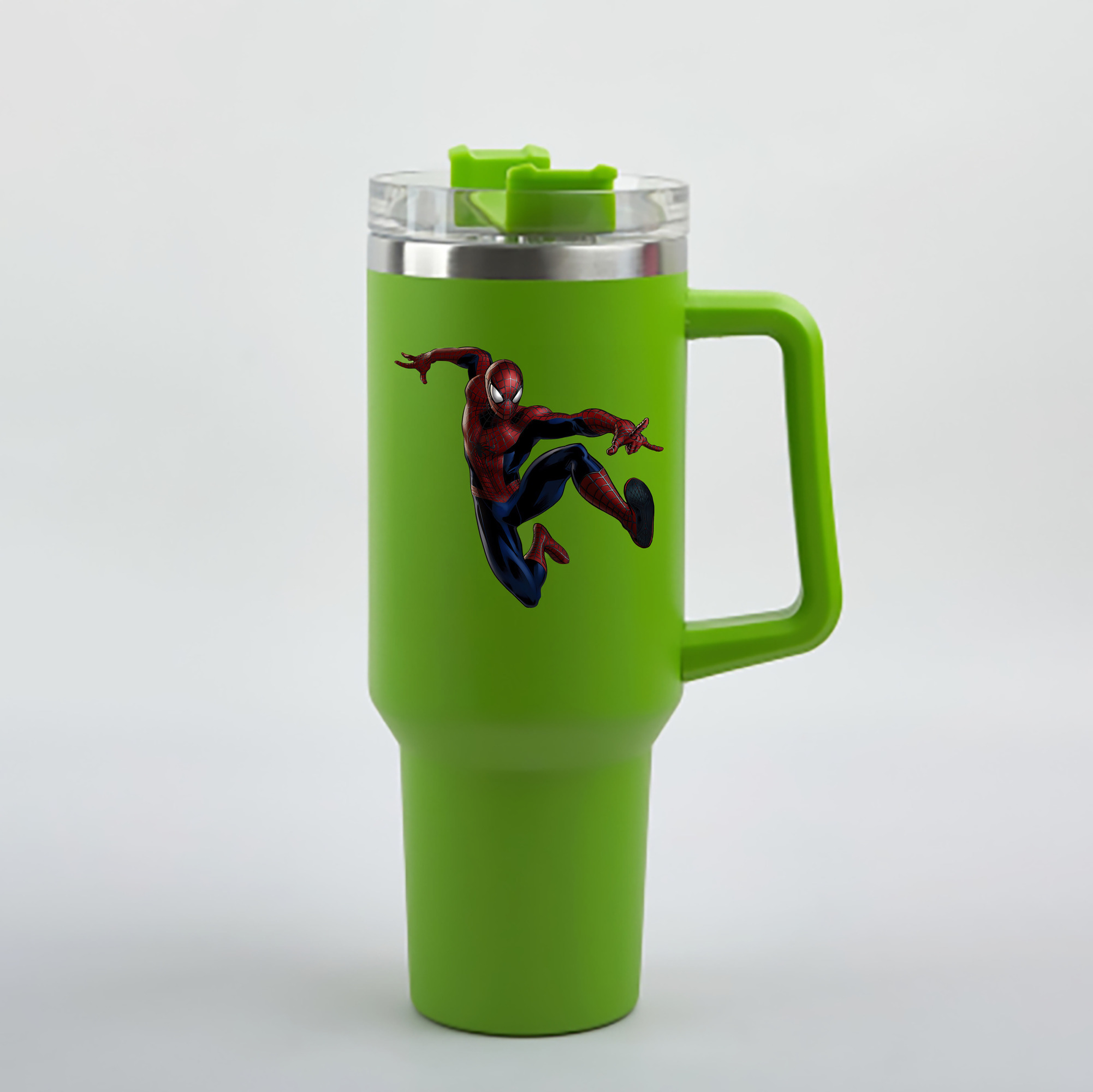 （画像用） Spider Man スパイダーマン 1200mL車用タンブラー - クリスタルステッカー（プラスチックストロー付き）